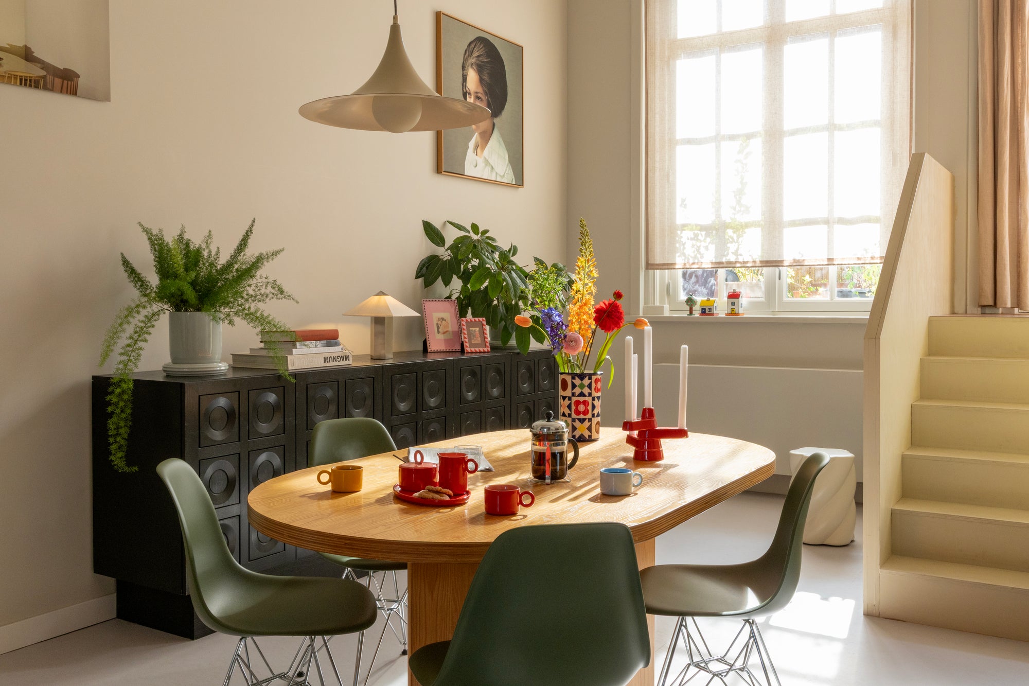 Cadre photo rose à pois bleus