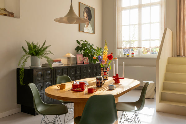 Cadre photo rose à pois bleus