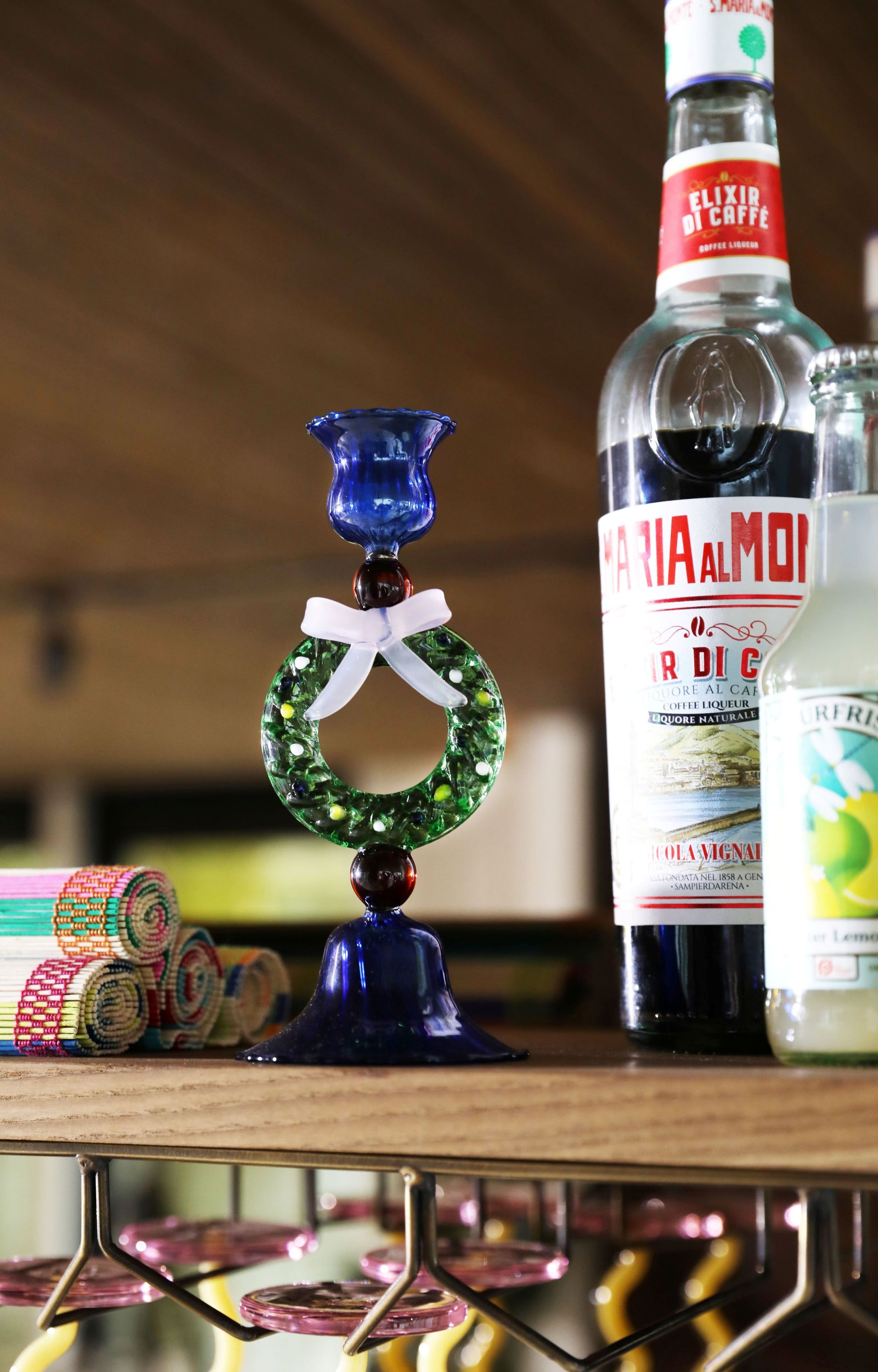 Bougeoir verre couronne de Noël