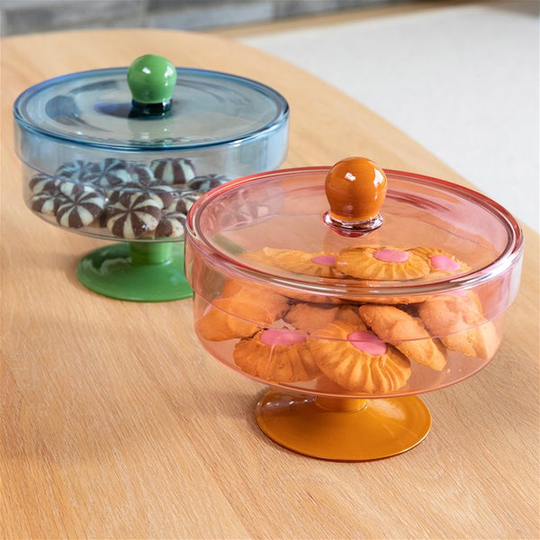 Bonbonnière en verre bleu et vert