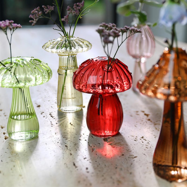 Vase champignon verre marron