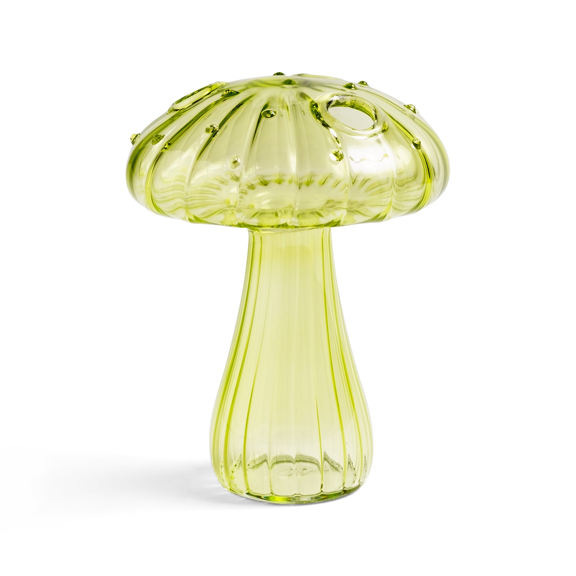 Vase champignon verre vert clair