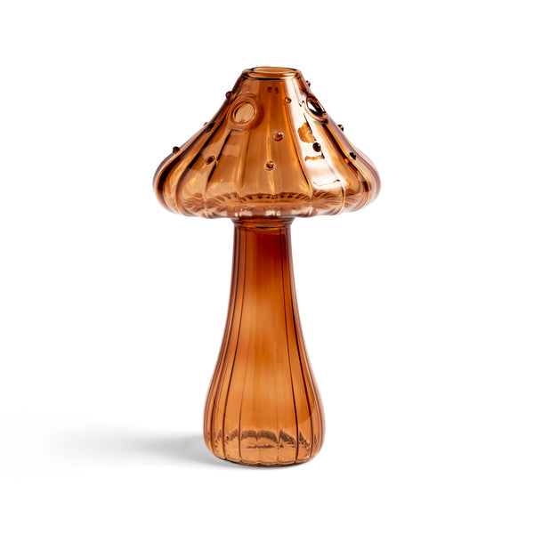 Vase champignon verre marron