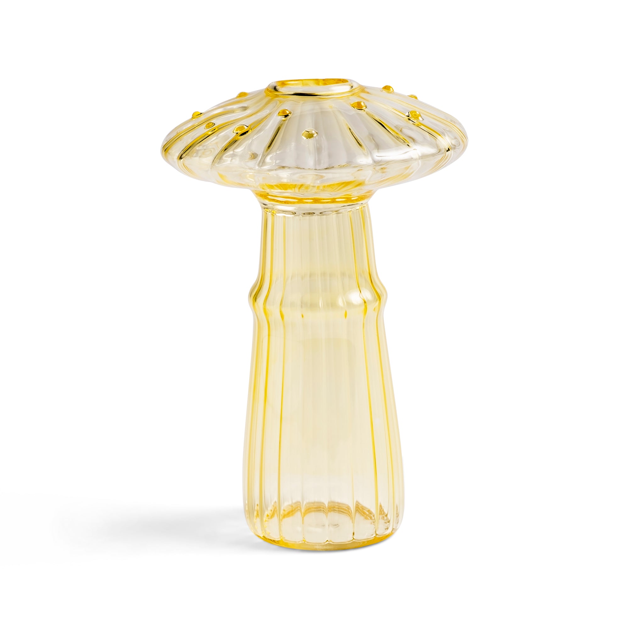 Vase champignon verre jaune