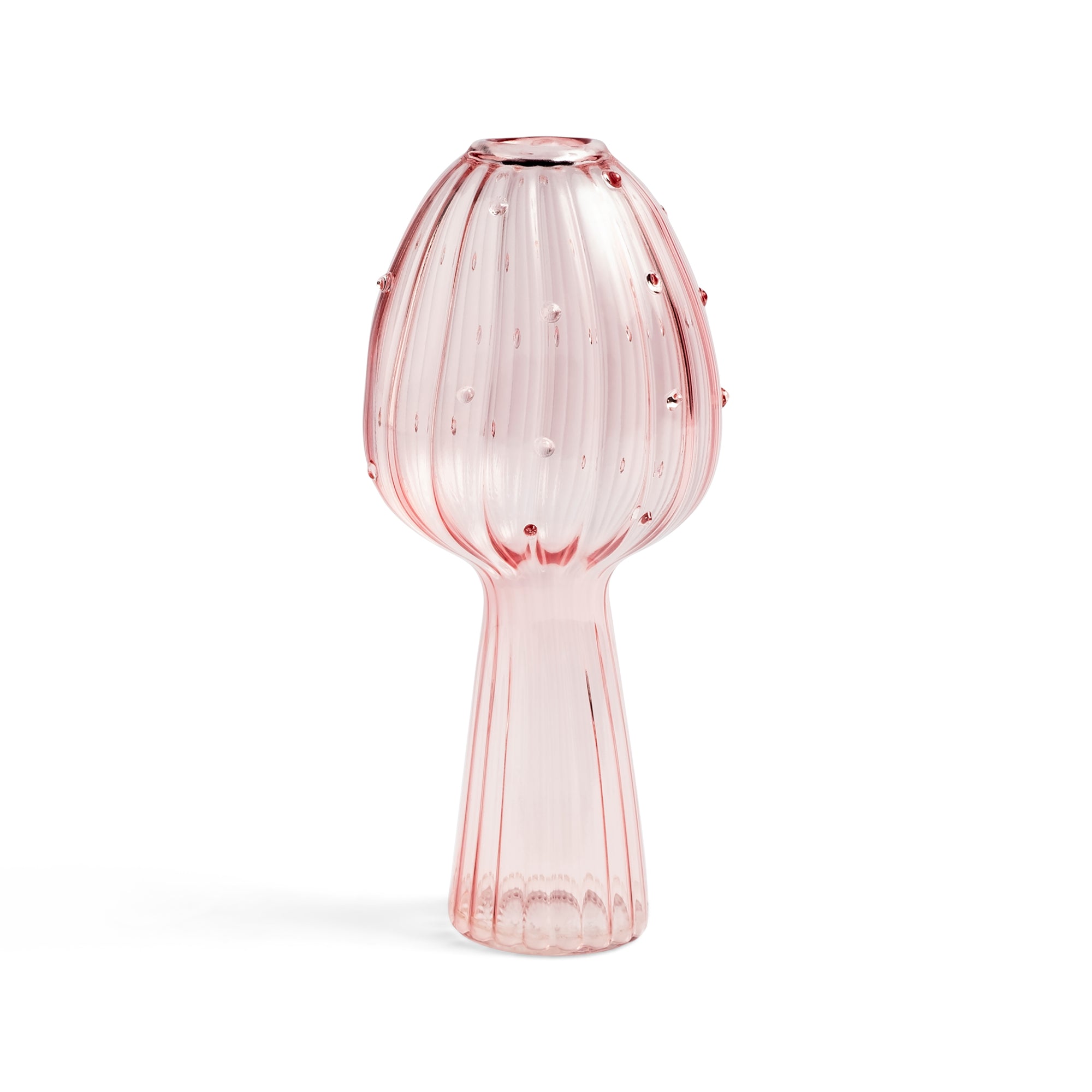 Vase champignon verre rose