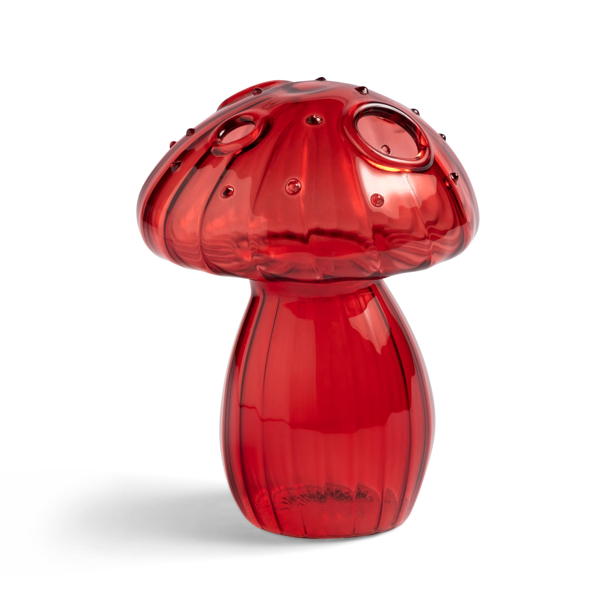 Vase champignon verre rouge