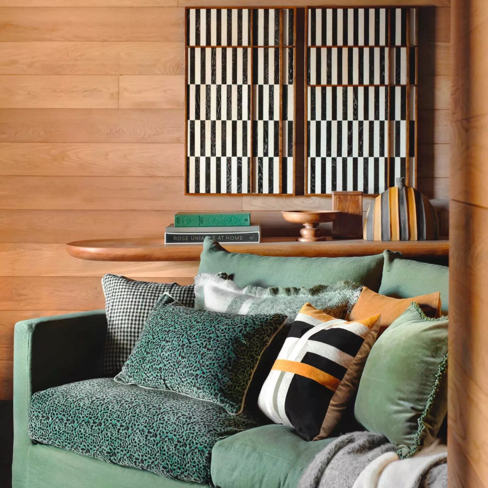 Housse de coussin en velours de coton Gairo vert jardin