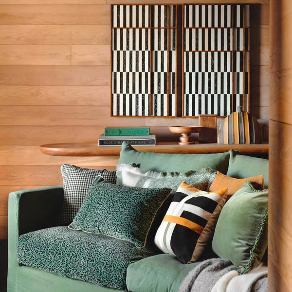 Housse de coussin en velours de coton Gairo vert jardin