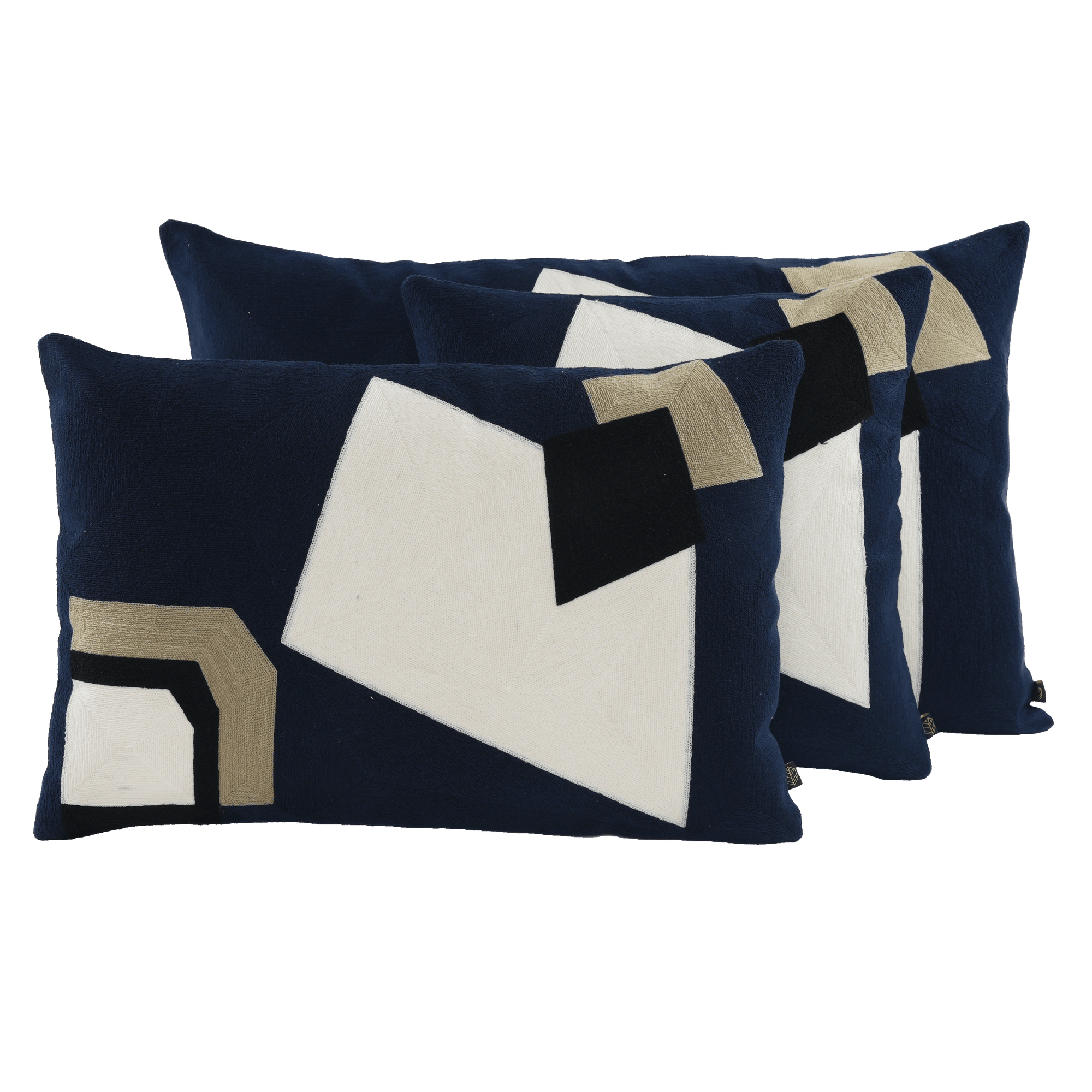 Housse de coussin en coton brodé Nagoya encre