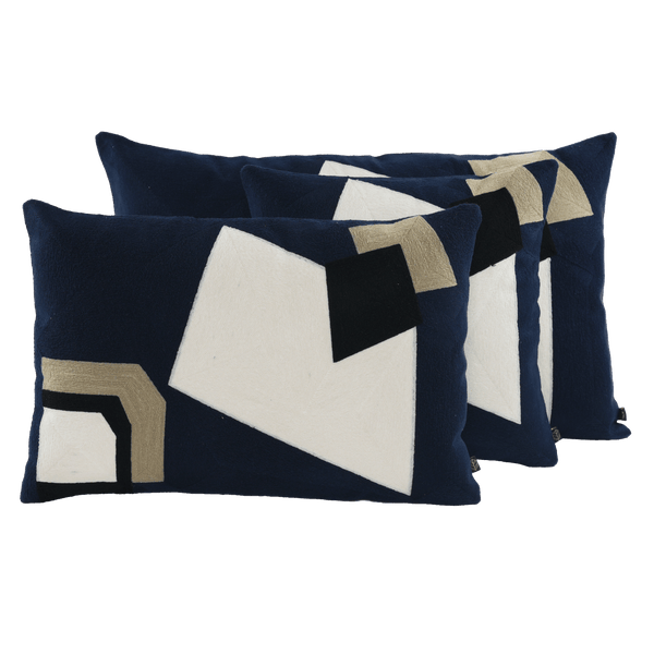 Housse de coussin en coton brodé Nagoya encre