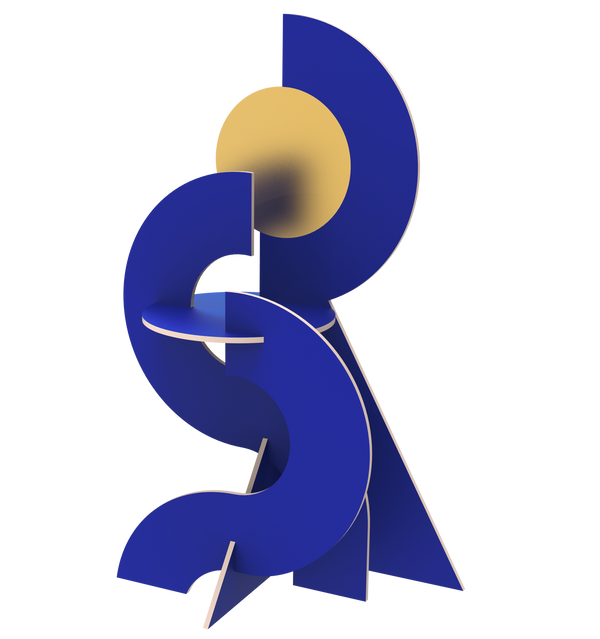 Sculpture en papier bleue