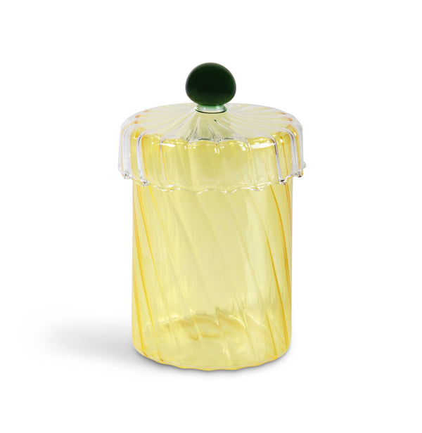 Pot en verre spiralé jaune