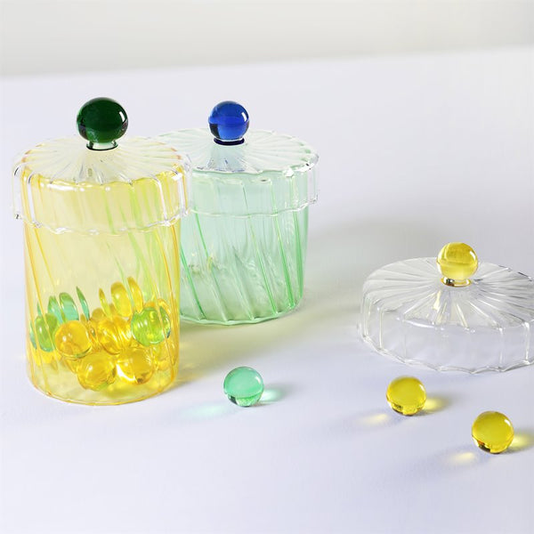 Pot en verre spiralé jaune