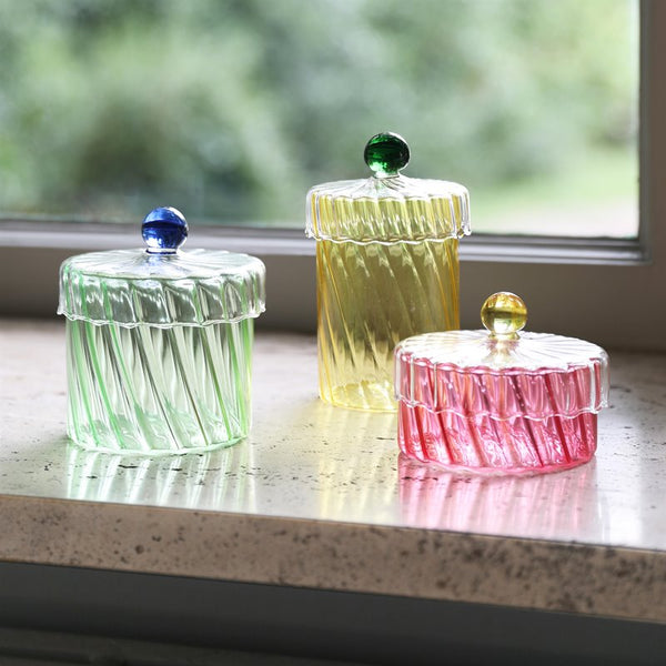 Pot en verre spiralé jaune