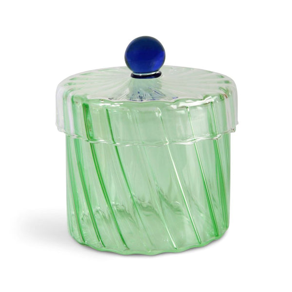 Pot en verre spiralé vert